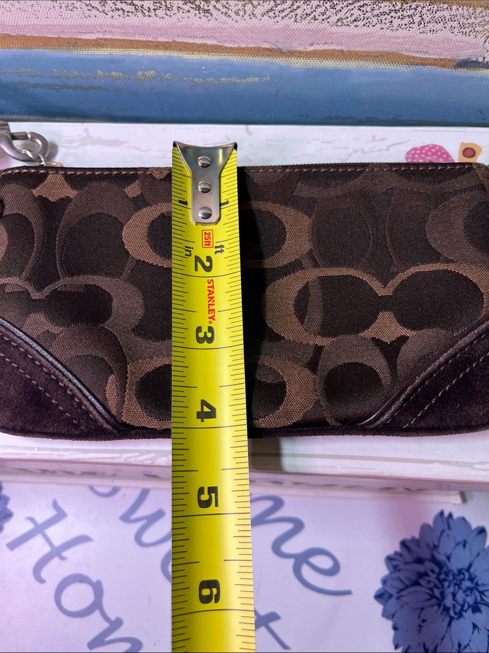 Coach Brown Signature Monogram Wristlet with Leather Strap - Picture 13 of 13